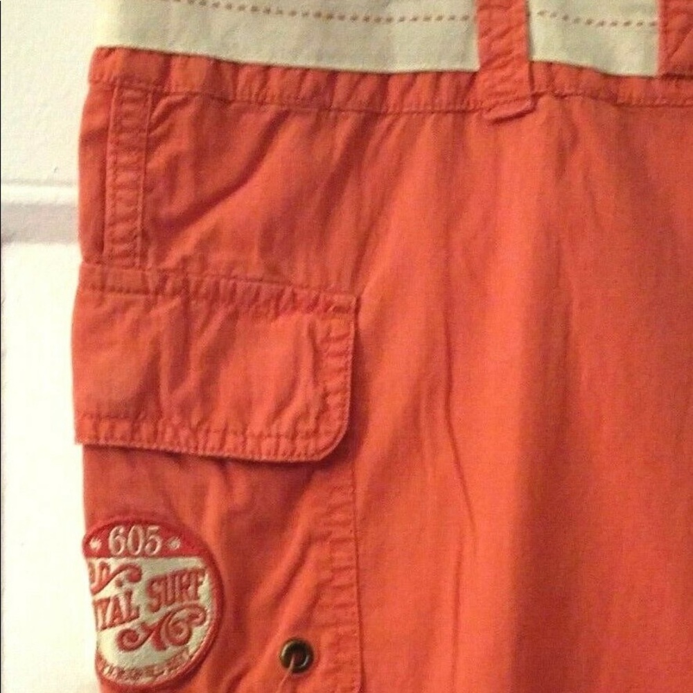 OLD NAVY SZ 12 ORANGE ZIP FRONT CAPRI CARGO PANTS